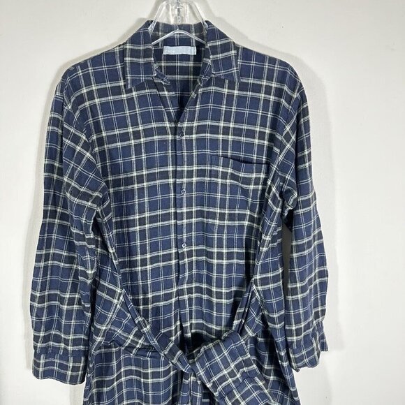 VINCE Multi Plaid Flannel Wool Blend Long Sleeve Dress Womens Size XS Tie Front - Picture 5 of 12